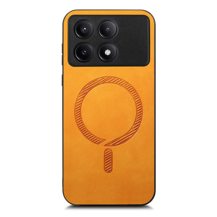 For Xiaomi Redmi K70 / K70 Pro 5G Solid Color Retro Magsafe PU Back Cover Phone Case(Yellow)