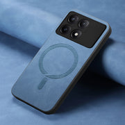 For Xiaomi Redmi K70 / K70 Pro 5G Solid Color Retro Magsafe PU Back Cover Phone Case(Blue)
