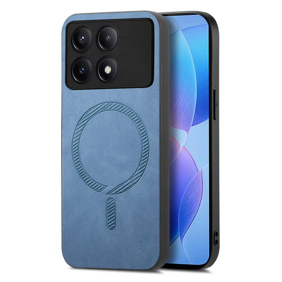 For Xiaomi Redmi K70 / K70 Pro 5G Solid Color Retro Magsafe PU Back Cover Phone Case(Blue)
