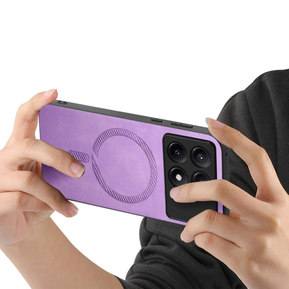 For Xiaomi Redmi K70 / K70 Pro 5G Solid Color Retro Magsafe PU Back Cover Phone Case(Purple)