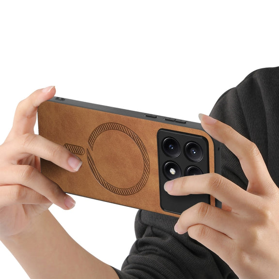 For Xiaomi Redmi K70 / K70 Pro 5G Solid Color Retro Magsafe PU Back Cover Phone Case(Brown)