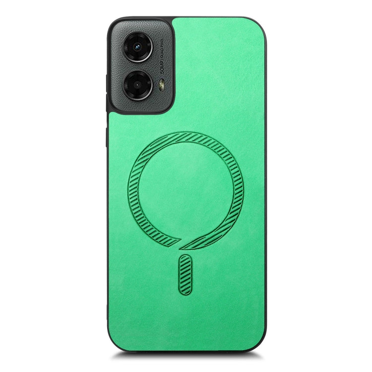 For Motorola Moto G 5G 2024 Retro Magsafe Magnetic PU Back Cover Phone Case(Green)
