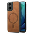 For Motorola Moto G 5G 2024 Retro Magsafe Magnetic PU Back Cover Phone Case(Brown) - Motorola Cases by PMC Jewellery | Online Shopping South Africa | PMC Jewellery | Buy Now Pay Later Mobicred