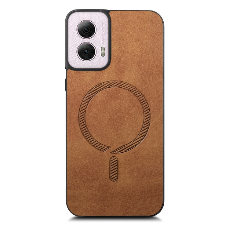 For Motorola Moto G Power 2024 5G Retro Magsafe Magnetic PU Back Cover Phone Case(Brown)