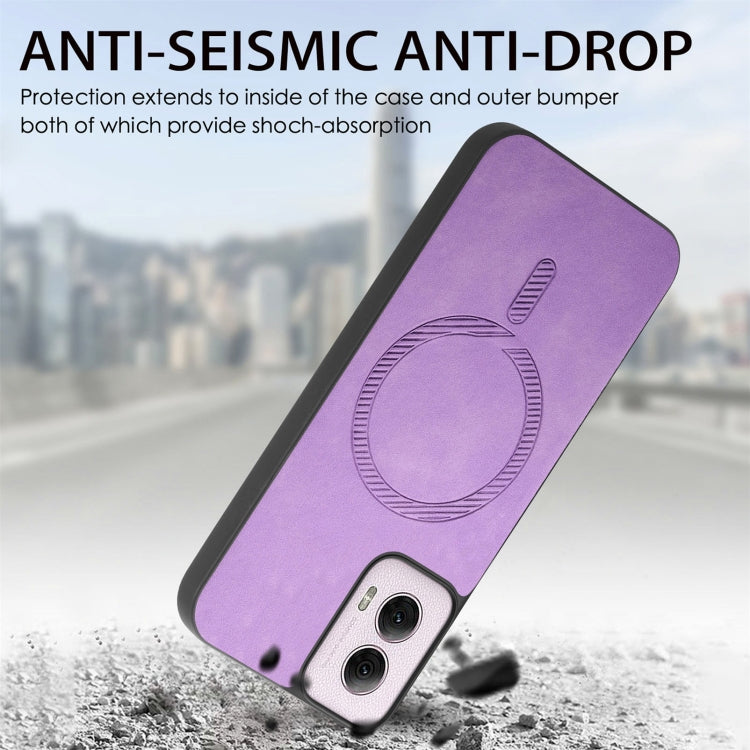For Motorola Moto G Power 2024 5G Retro Magsafe Magnetic PU Back Cover Phone Case(Black)