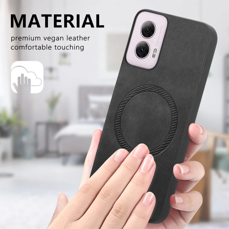 For Motorola Moto G 5G 2024 Retro Magsafe Magnetic PU Back Cover Phone Case(Green)