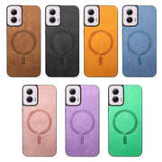 For Motorola Moto G 5G 2024 Retro Magsafe Magnetic PU Back Cover Phone Case(Brown)