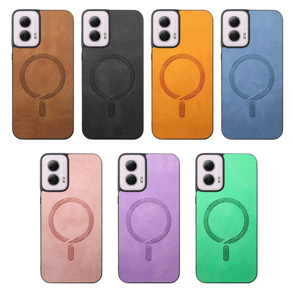 For Motorola Moto G 5G 2024 Retro Magsafe Magnetic PU Back Cover Phone Case(Brown)
