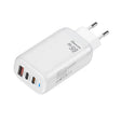 TE-65W GaN PD65W Dual USB-C+USB-A Laptop / Tablet Adapter，EU Plug(White) - USB Charger by PMC TechLife | Online Shopping South Africa | PMC TechLife | Buy Now Pay Later Mobicred
