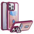 For iPhone 16 Pro Card Bag Holder Acrylic Hybrid TPU Phone Case(Red) - iPhone 16 Pro Cases by PMC TechLife | Online Shopping South Africa | PMC TechLife | Buy Now Pay Later Mobicred