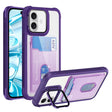 For iPhone 16 Card Bag Holder Acrylic Hybrid TPU Phone Case(Purple) - iPhone 16 Cases by PMC TechLife | Online Shopping South Africa | PMC TechLife | Buy Now Pay Later Mobicred