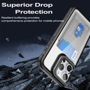 For iPhone 16 Card Bag Holder Acrylic Hybrid TPU Phone Case(Red)