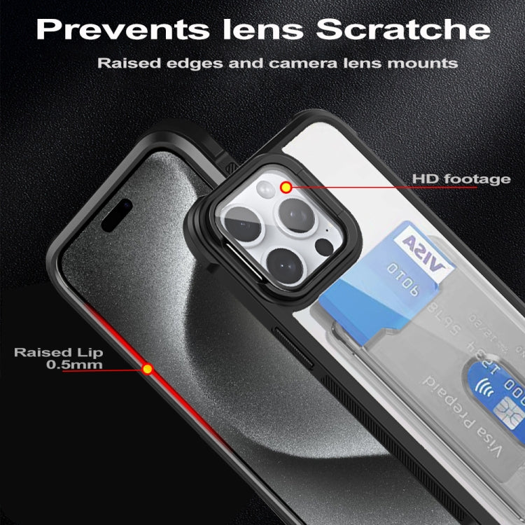 For iPhone 16 Card Bag Holder Acrylic Hybrid TPU Phone Case(Orange)