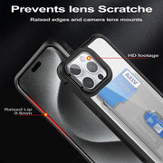 For iPhone 16 Card Bag Holder Acrylic Hybrid TPU Phone Case(Purple)