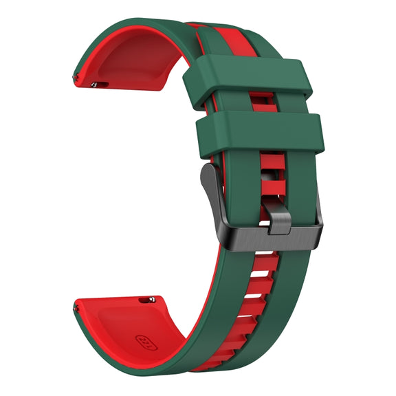 For Amazfit Active 20mm Two-Color Sports Silicone Watch Band(Green+Red)