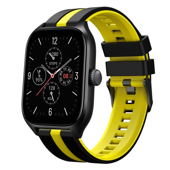 For Amazfit GTS 4 20mm Two-Color Sports Silicone Watch Band(Black+Yellow)