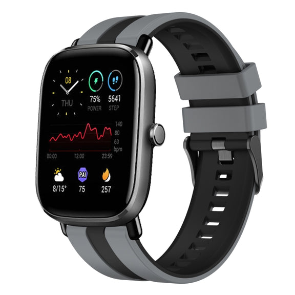 For Amazfit GTS 4 Mini 20mm Two-Color Sports Silicone Watch Band(Grey+Black)