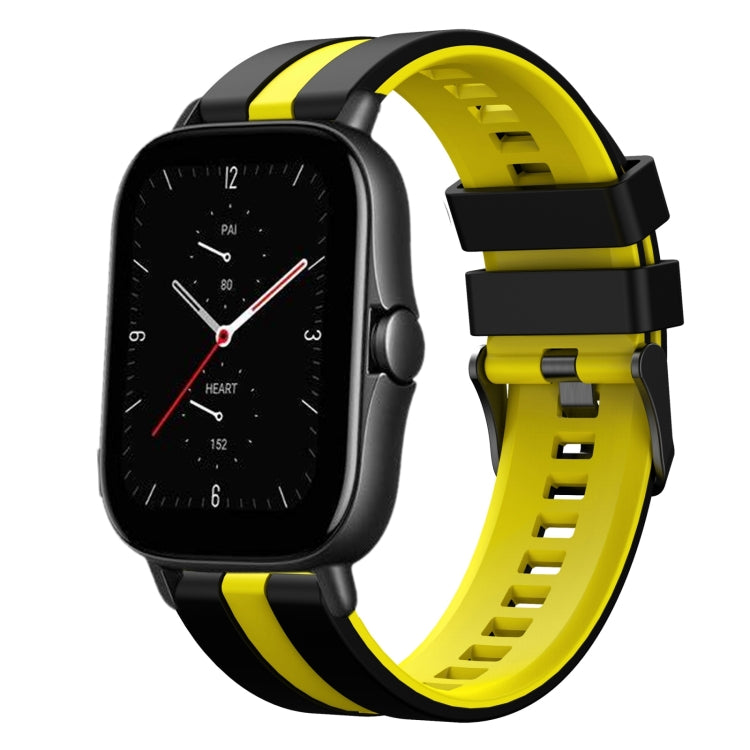 For Amazfit GTS 2E 20mm Two-Color Sports Silicone Watch Band(Black+Yellow)