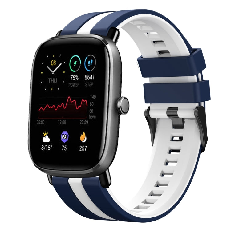 For Amazfit GTS 2 Mini 20mm Two-Color Sports Silicone Watch Band(Blue+White)