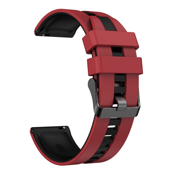 For Amazfit Pop 20mm Two-Color Sports Silicone Watch Band(Red+Black)