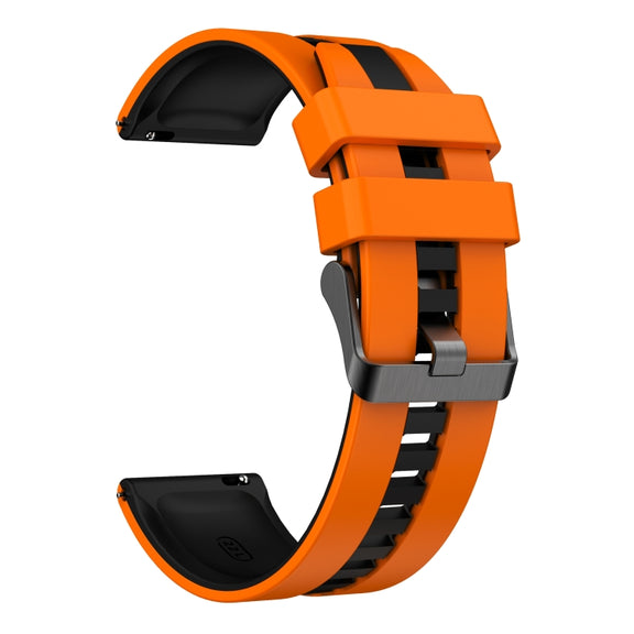 For Amazfit Pop 20mm Two-Color Sports Silicone Watch Band(Orange+Black)