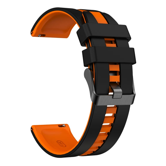 For Amazfit Pop 20mm Two-Color Sports Silicone Watch Band(Black+Orange)