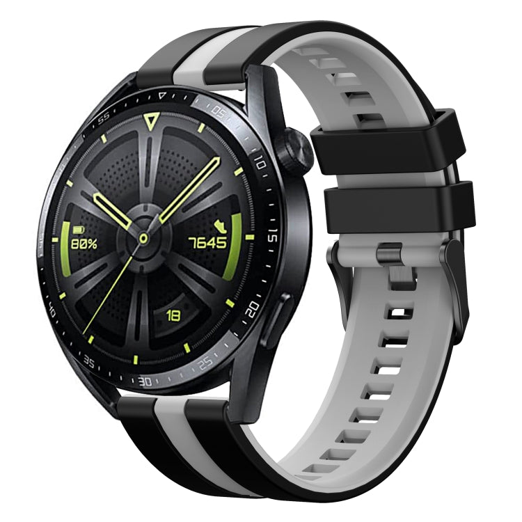 For Amazfit Pop 20mm Two-Color Sports Silicone Watch Band(Black+Grey)