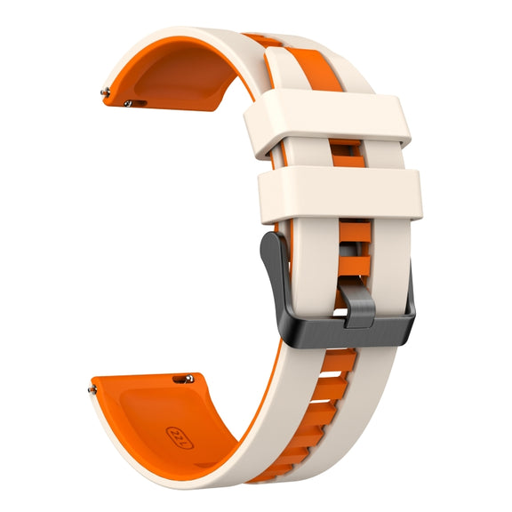 For Amazfit Pop 20mm Two-Color Sports Silicone Watch Band(Starlight+Orange)