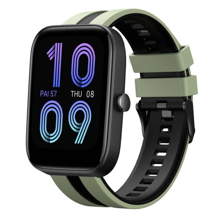 For Amazfit Bip3 20mm Two-Color Sports Silicone Watch Band(Light Green+Black)