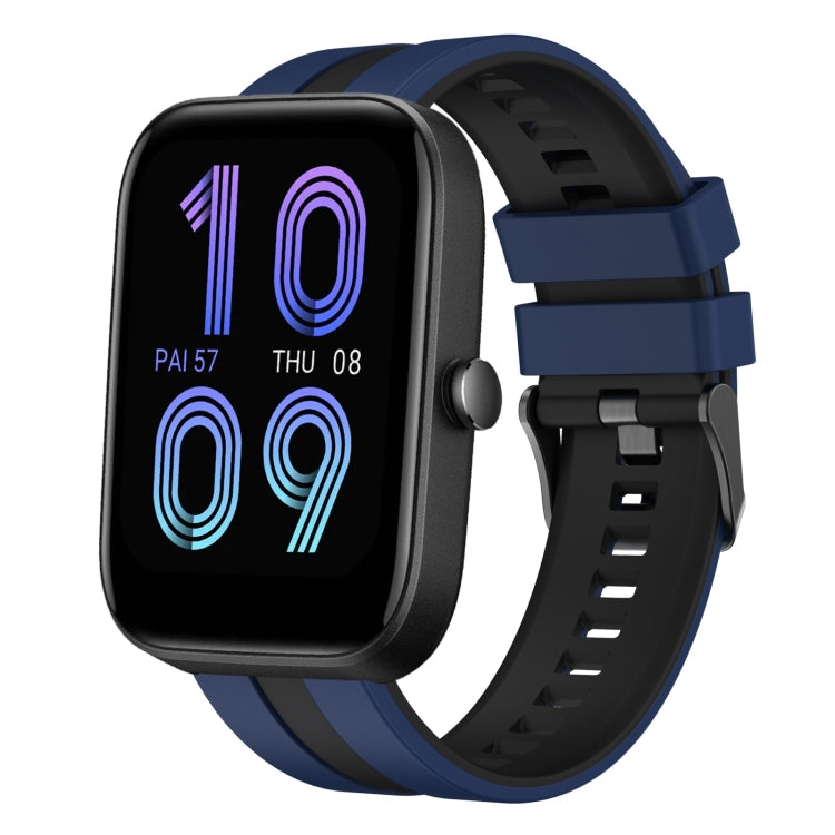 For Amazfit Bip3 20mm Two-Color Sports Silicone Watch Band(Blue+Black)
