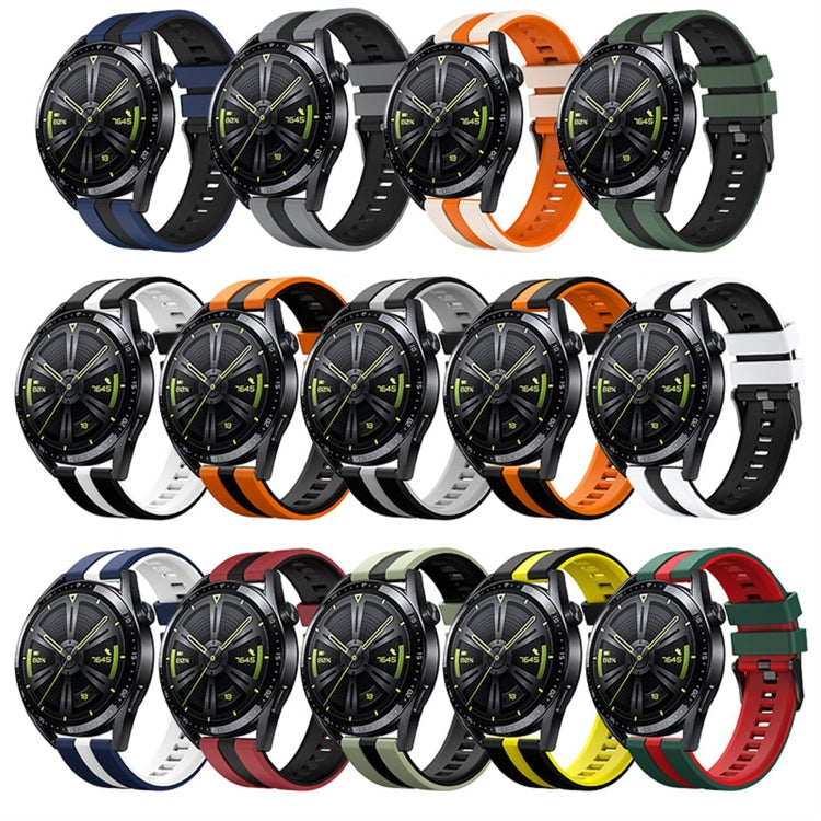 For Amazfit Bip3 Pro 20mm Two-Color Sports Silicone Watch Band(Blue+Black)