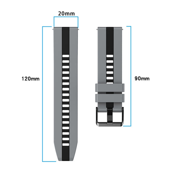 For Amazfit Pop 20mm Two-Color Sports Silicone Watch Band(Black+Orange)