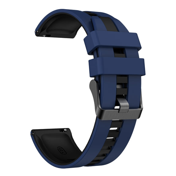 For Amazfit Bip 5 22mm Two-Color Sports Silicone Watch Band(Blue+Black)