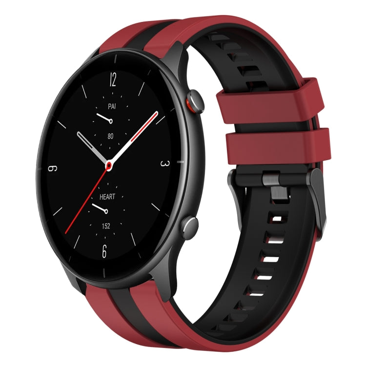 For Amazfit GTR 2e 22mm Two-Color Sports Silicone Watch Band(Red+Black)