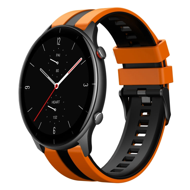 For Amazfit GTR 2e 22mm Two-Color Sports Silicone Watch Band(Orange+Black)