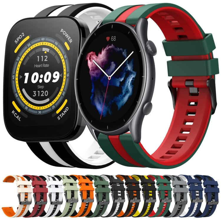 For Amazfit 3 22mm Two-Color Sports Silicone Watch Band(Grey+Black)