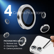 For iPhone 16 / 16 Plus NORTHJO 2 Sets 4pcs Camera Lens Protector Cover Metal Ring Film(Silver)