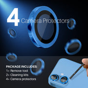 For iPhone 16 / 16 Plus NORTHJO 2 Sets 4pcs Camera Lens Protector Cover Metal Ring Film(Blue)
