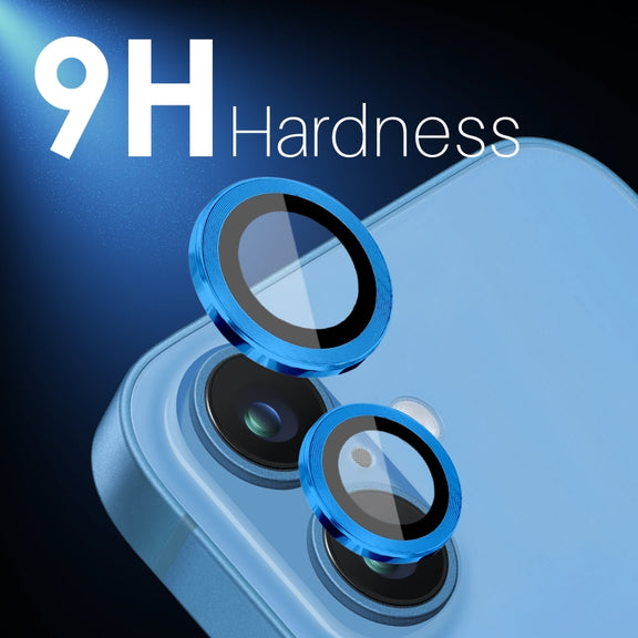 For iPhone 16 / 16 Plus NORTHJO 2 Sets 4pcs Camera Lens Protector Cover Metal Ring Film(Blue)