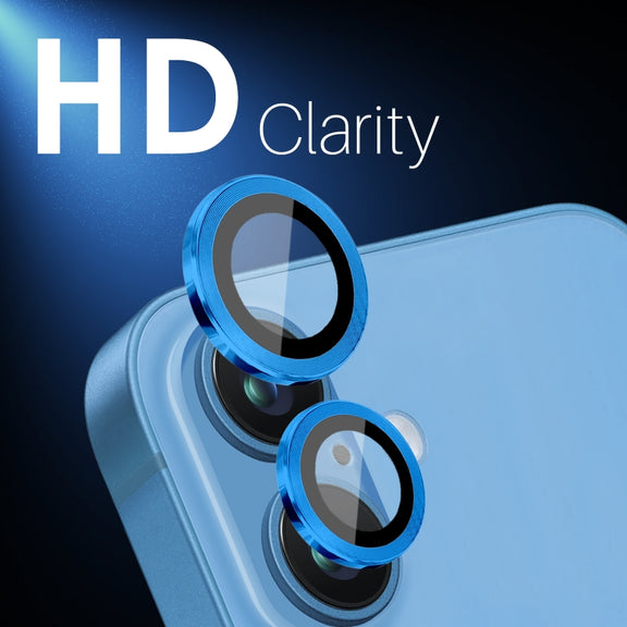 For iPhone 16 / 16 Plus NORTHJO 2 Sets 4pcs Camera Lens Protector Cover Metal Ring Film(Blue)