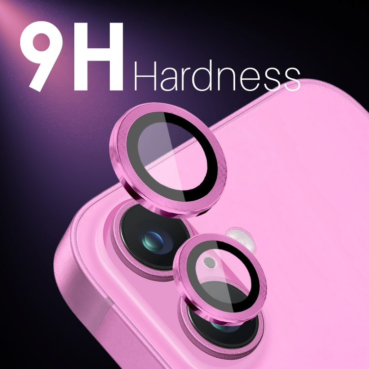 For iPhone 16 / 16 Plus NORTHJO 2 Sets 4pcs Camera Lens Protector Cover Metal Ring Film(Rose)