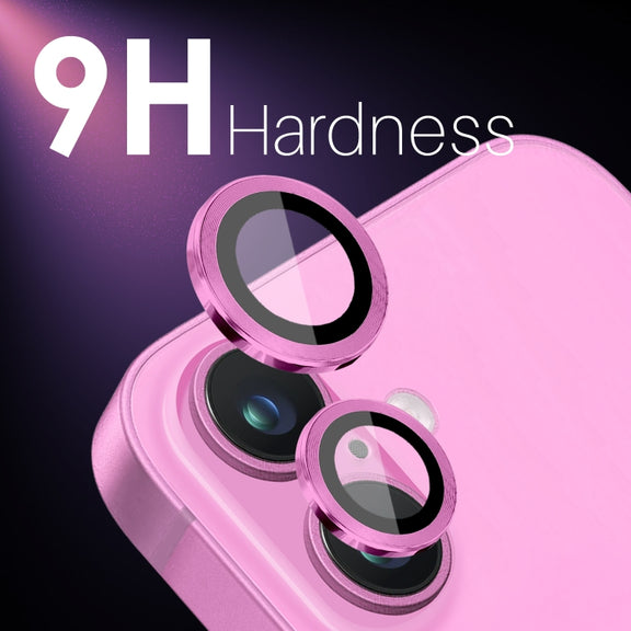 For iPhone 16 / 16 Plus NORTHJO 2 Sets 4pcs Camera Lens Protector Cover Metal Ring Film(Rose)