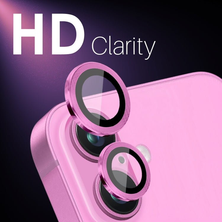 For iPhone 16 / 16 Plus NORTHJO 2 Sets 4pcs Camera Lens Protector Cover Metal Ring Film(Rose)
