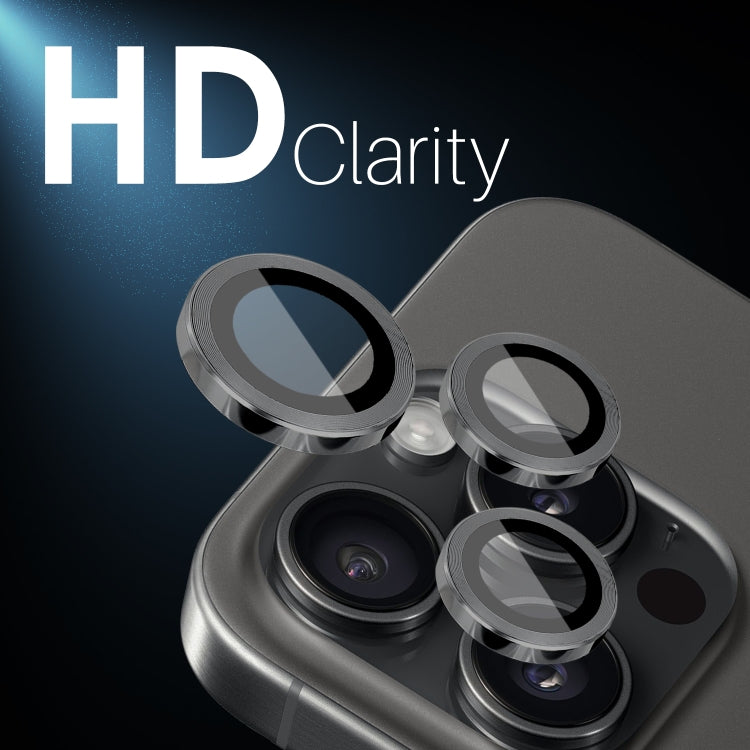 For iPhone 16 Pro / Pro Max NORTHJO 2 Sets 6pcs Camera Lens Protector Cover Metal Ring Film(Black)