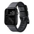 For Apple Watch SE 44mm Genuine Leather Hybrid Silicone Watch Band(Black Black Buckle) - Watch Bands by PMC TechLife | Online Shopping South Africa | PMC TechLife | Buy Now Pay Later Mobicred