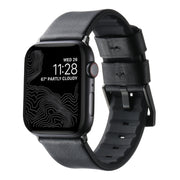 For Apple Watch SE 44mm Genuine Leather Hybrid Silicone Watch Band(Black Black Buckle)