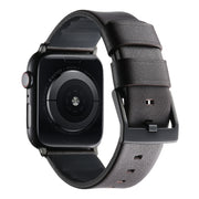 For Apple Watch SE 44mm Genuine Leather Hybrid Silicone Watch Band(Coffee Black Buckle)