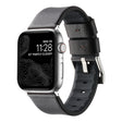 For Apple Watch Series 5 44mm Genuine Leather Hybrid Silicone Watch Band(Coffee Sliver Buckle) - Watch Bands by PMC TechLife | Online Shopping South Africa | PMC TechLife | Buy Now Pay Later Mobicred