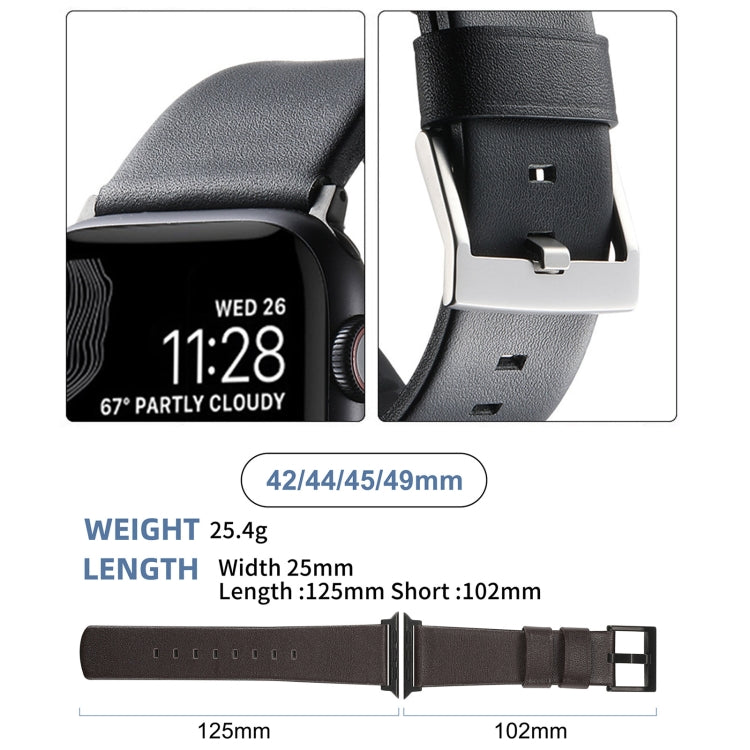 For Apple Watch SE 44mm Genuine Leather Hybrid Silicone Watch Band(Black Black Buckle)