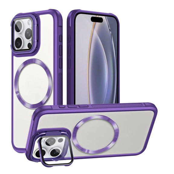 For iPhone 16 Pro Magsafe CD-grain Acrylic Hybrid TPU Phone Case(Purple)